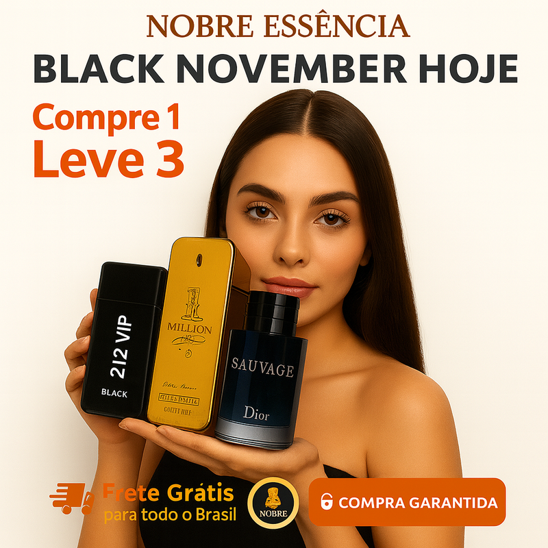 COMPRE 1 LEVE 3 Perfumes Masculinos Importados (100ml cada); Sauvage Dior, One Million e 212 VIP Black.