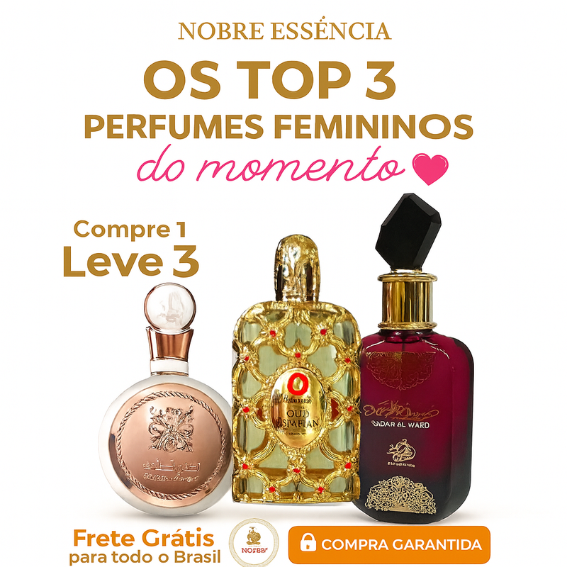 COMPRE 1 e LEVE 3 Perfumes Árabes Femininos - Sabah Al Ward, Fakhar e Royal Amber — Três Fragrâncias intensas e Marcantes